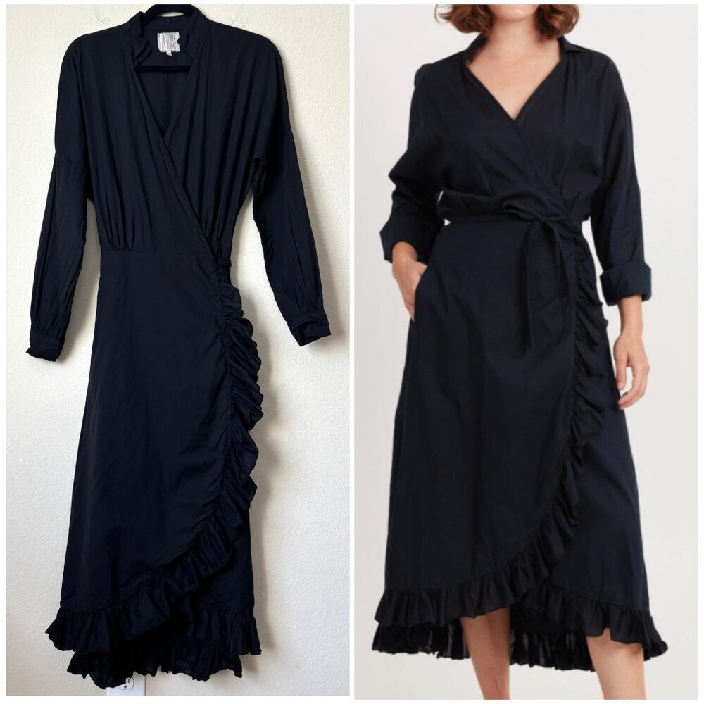 A Shirt Thing Ruffle Trim True Wrap Midi Dress - Picture 2 of 14